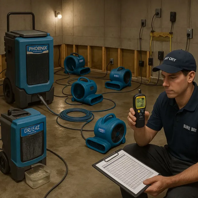 Structural Drying and Dehumidification process in Farley, IA